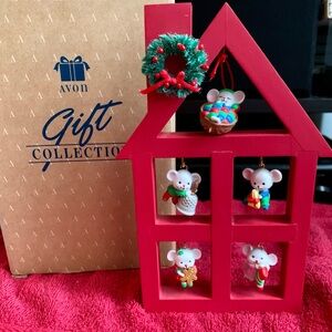 Cute 1988 Mice Avon Ornament Set